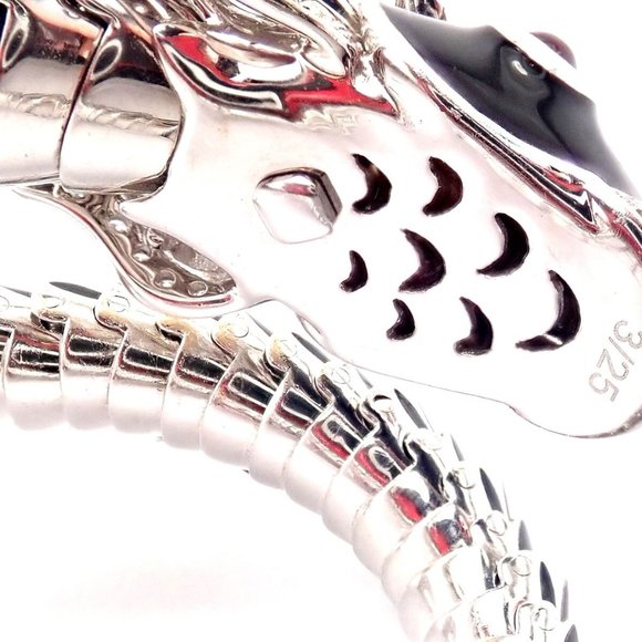 Authentic! Roberto Coin Nemo 18k White Gold Diamond Ruby Enamel Cuff Bracelet - Picture 9 of 12